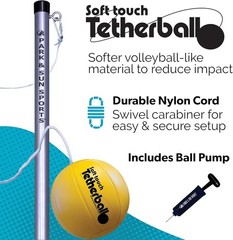 Deluxe Soft Touch Tetherball Set: Rust-Resistant Steel Poles and Pump Included