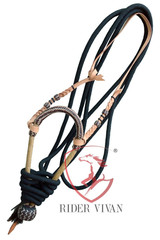 40 Plaits Bosal Set,Horse Bosal Set 12″,Rawhide Bosal Set With Nylon Mecate Rein