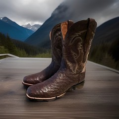 Dan Post Men’s Western Equestrian Boots Brown Ostrich Leather Classic Style
