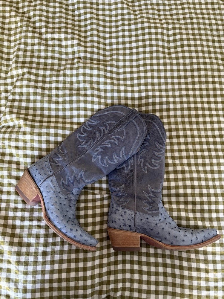 Tecovas Women’s Western Cowboy Boots Annie Chambray Ostrich US 8B