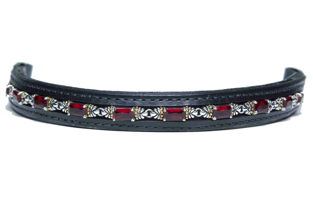 Browband Black,People On Horses Treasure Red – 1 3/4″ Endloop – (1) 16″