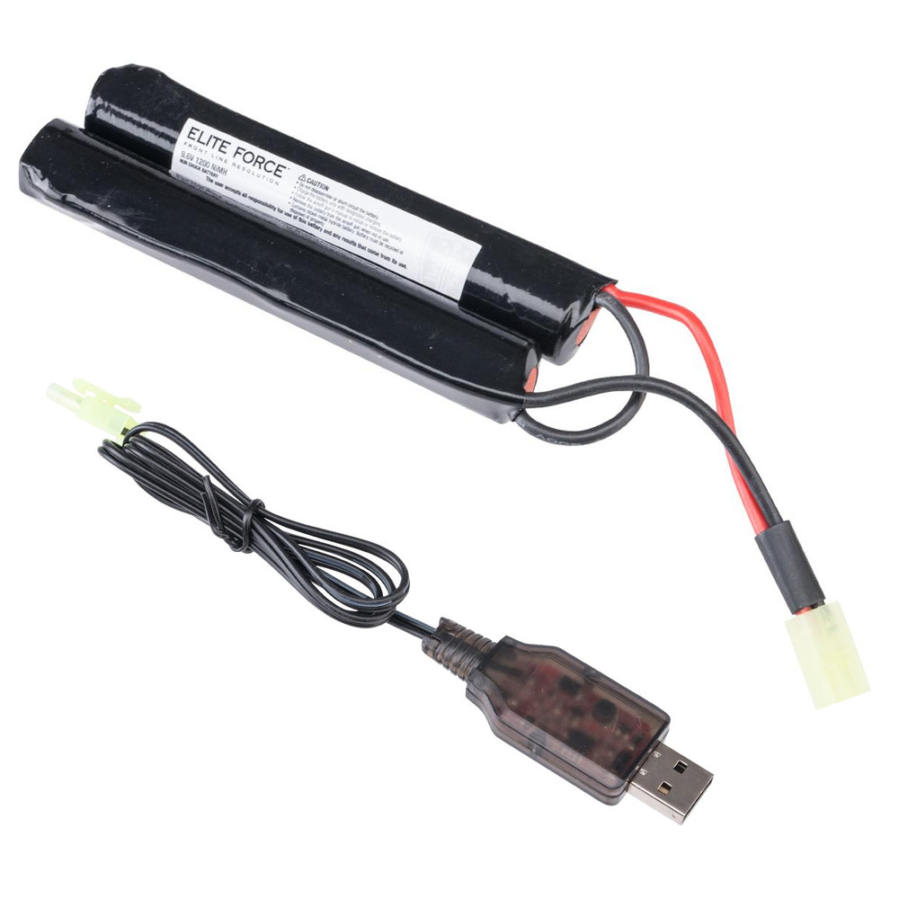 Umarex 9.6V 1200mAh NiMH Battery and Charger for Airsoft Gun, Elite Force