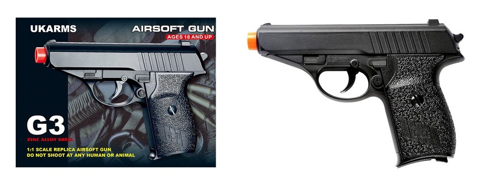 UKArms G3 230 German Compact Metal Spring Airsoft Pistol (Black) – 225 FPS