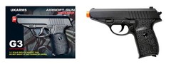 UKArms G3 230 German Compact Metal Spring Airsoft Pistol (Black) – 225 FPS