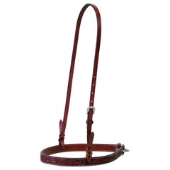 Weaver Leather Floral Carved Noseband – Chestnut Leather with Black Stain &