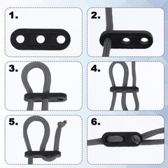 Rope Tightener, 30 PCS Tent Tensioners Plastic Cord Black