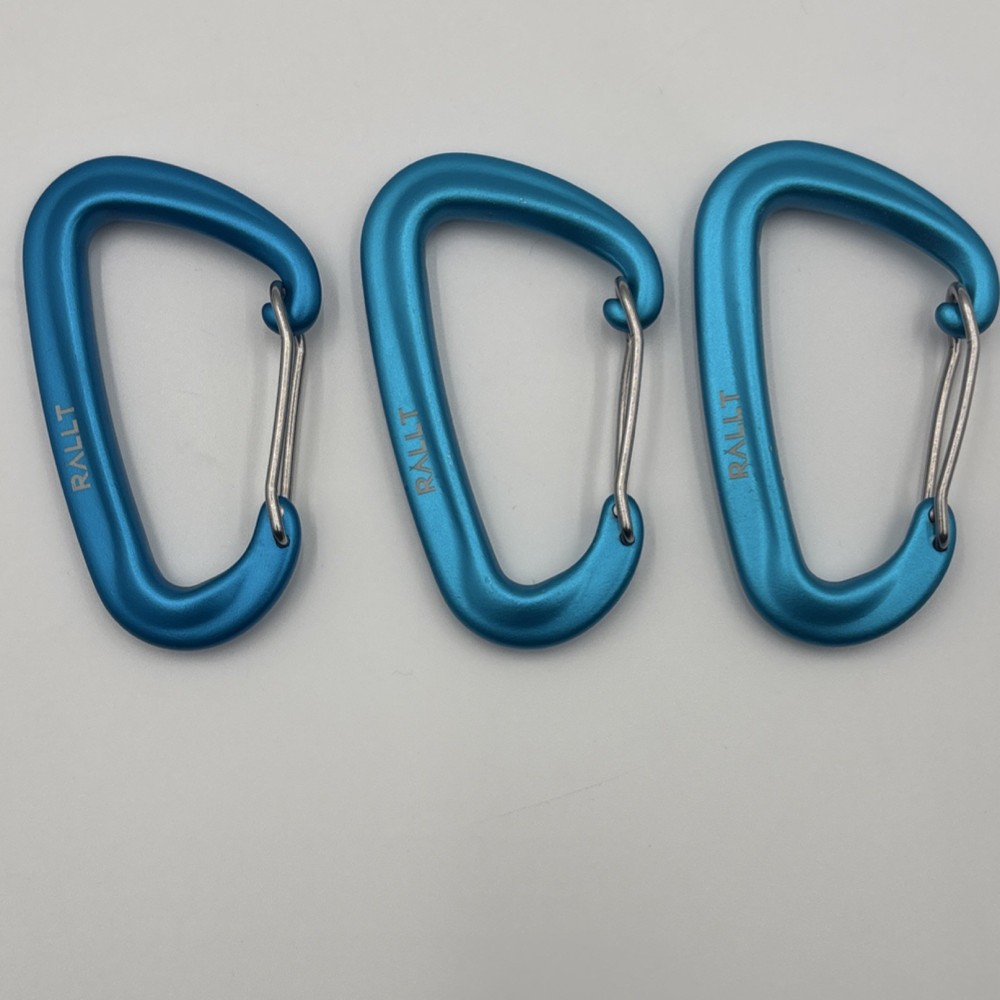 RALLT Blue Aluminum D Shape Carabiners Set, 2 Pieces, Lightweight Outdoor Gear