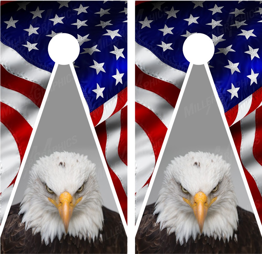 American Flag Bald Eagle #4 Patriotic Cornhole Board Wraps Decals Graphics