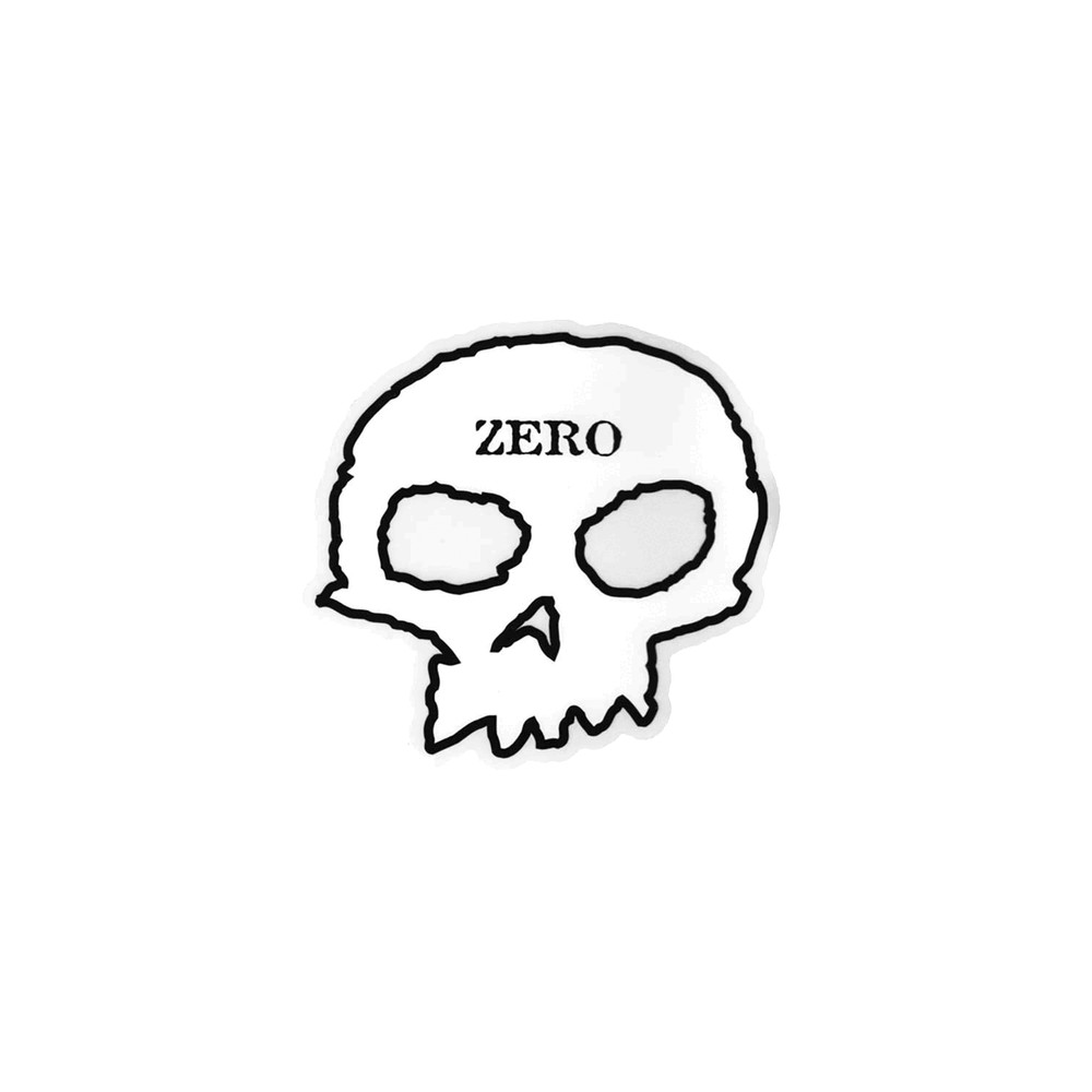 Zero Skateboard Sticker Skull Logo Clear/White 4.5″ x 4″
