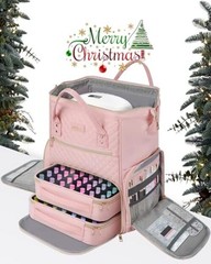 Nail Polish Organizer Bag Backpack Holds 70+ Bottles(15ml/0.5 fl.oz) Large Pink