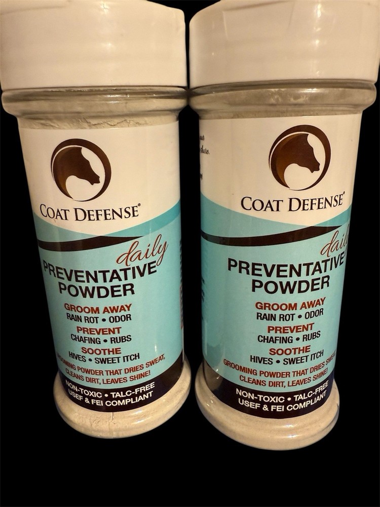 Coat Defense Daily Preventative Powder for Horses Lot of 2 Non-Toxic 8oz