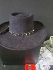 Vintage Pigalle 7X Wool Felt Gambler Hat Black Studded Leather Band Size 6 3/4