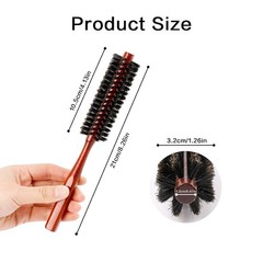 Boar Bristle Hair Brush Round Travel Wood Handle Beard Brush Thin Short Hair