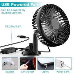 1Pc Car Cooling Fan Portable Rotatable USB Vehicle Fan Backseat Clip Fan Dashboa