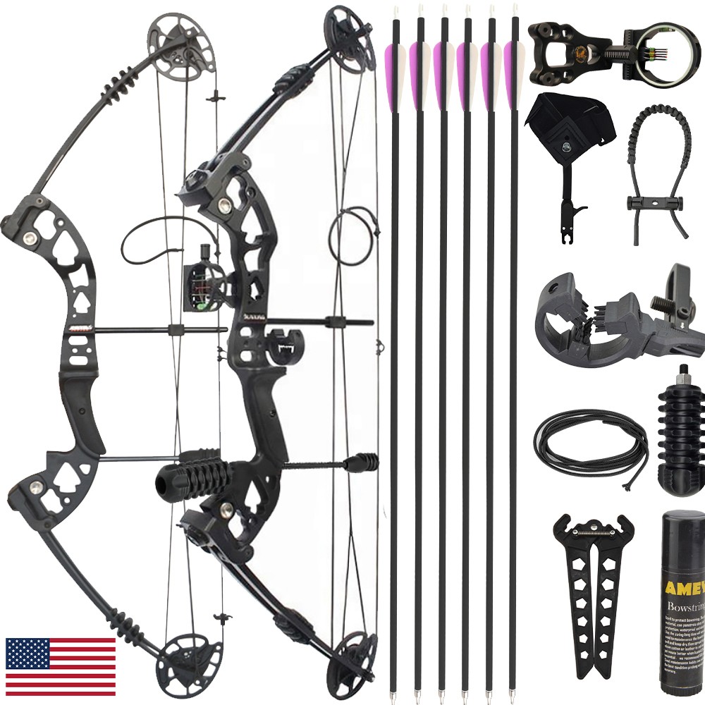 30-55lbs Compound Bow Archery 310FPS Pulley Bow Arrow Set RH Hunting Shooting