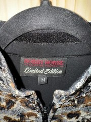 hobby horse animal print and sequins limited edition zip up jacket size medium