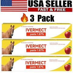 3 Pack New Paste Wormer Horse Dewormer Apple Flavor US Free Shipping EXP 1/2028