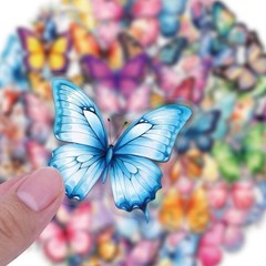 30Pcs Random Colorful Transparent PET Butterfly Nature Decal Waterproof Stickers