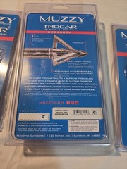 Lot Of 3 Muzzy Trocar 3 Blade 100 Grain Crossbow Archery Steel Broadhead 3 Pack