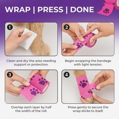 JorVet 4″ x 10 Yards Cohesive Bandages | Fun Self-Adhesive Wrap for Animal Wo…