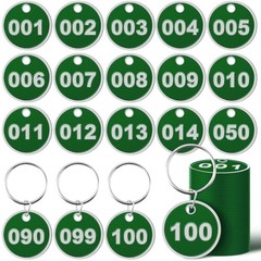 1-100 Numbered Key Tags Round ID Aluminum Alloy Metal Number Tags Green