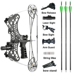 35lbs Mini Compound Bow Set Right Left Hand Archery Fishing Hunting Laser Sight