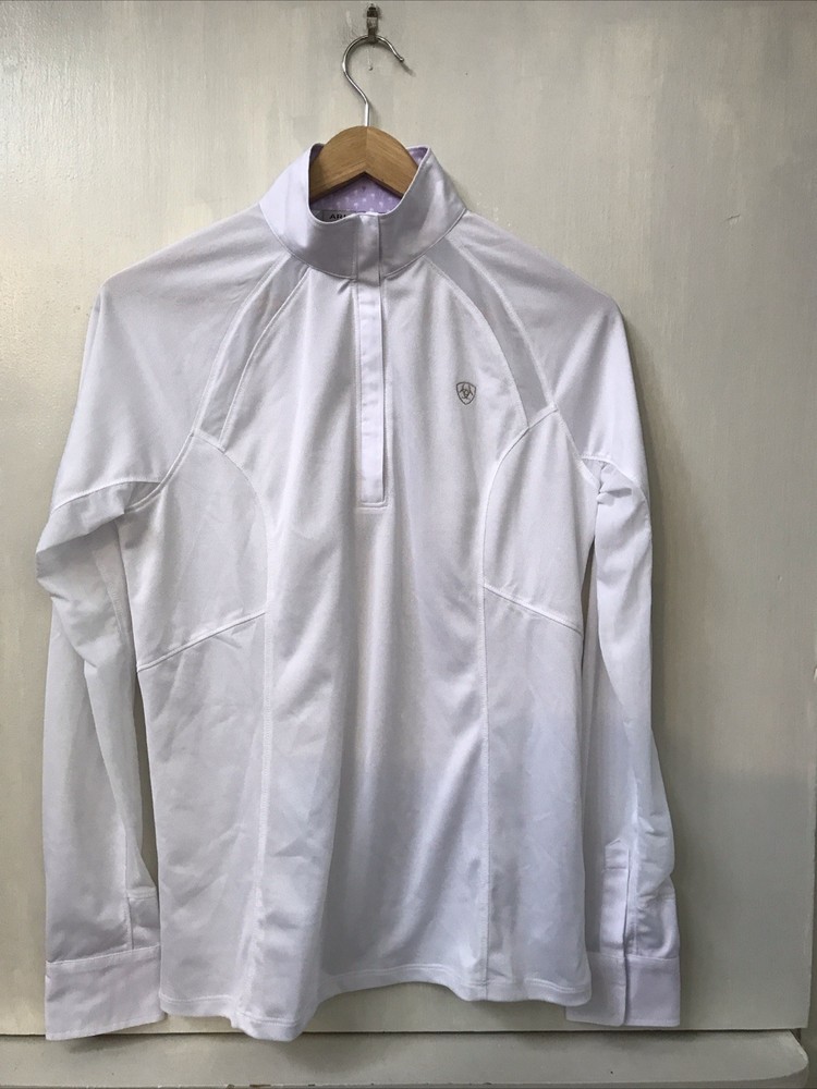 Ariat Pro Series Equestrian Sunstopper 2.0 1/4 ZIP LS Show Shirt White Medium M