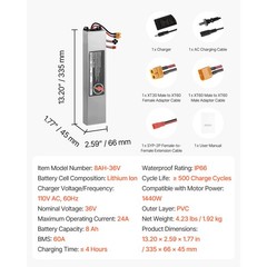 Uimoso 36V 8Ah Lithium Battery Pack for Electric Scooter Compatible