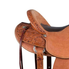 Western Hand Floral Tooled Roping Trail Saddle Leather Ranch Work Pleasure Horse