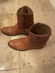 Tecovas The Dean Men’s 10D Full Quill Ostrich Leather Zip Cowboy Boots Brown