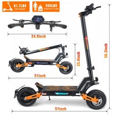 2000W Peak Electric Scooter for Adults 48V 35MPH 11» Off-road E-Scooter 35Miles