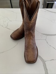 Men’s US 8M Dan Post Ka Python Print Leather Brown Western Cowboy Boots Preowned