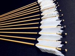 6/12/24PK 29Inch 30inch 32inch Wooden Arrow White Turkey Feather Real Archery