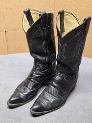 Vintage Tony Lama 2966 Boots Mens Size 9 D Black Leather Cowboy