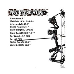 Compound Bow Package for Adults and Teens, 0-70 Lbs Draw Weight,23.5″-31″ Dra…