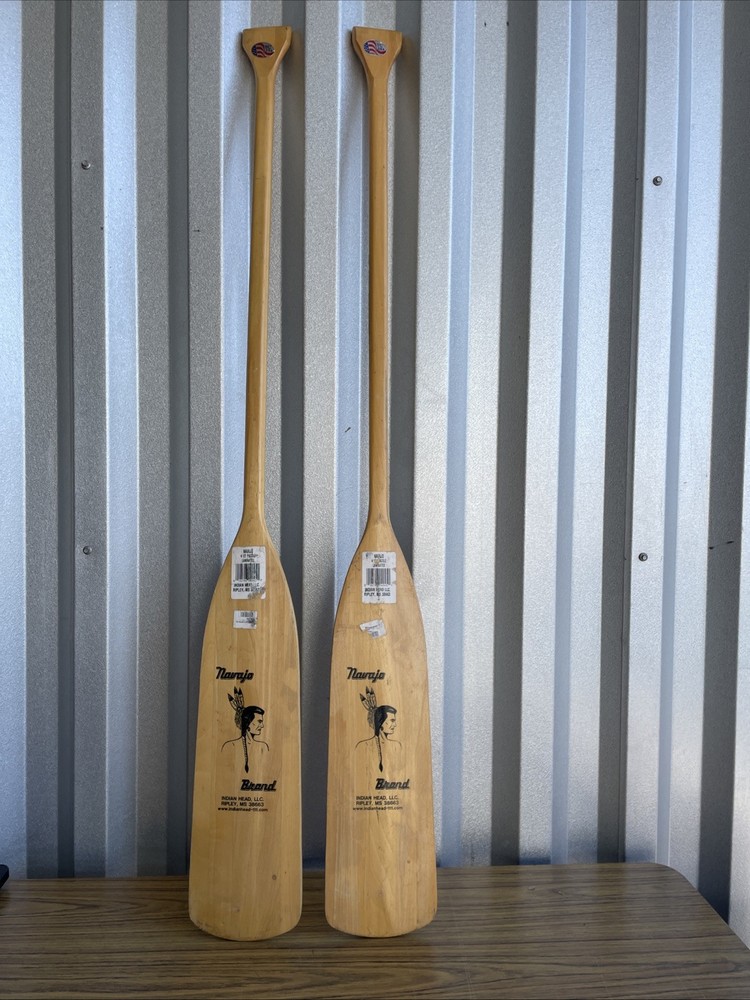 Vintage NAVAJO BRAND Wood Canoe Paddles Set Of 2, Adult Size 53” Long