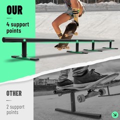 Adjustable Height 99″ Round Grind Rail Skate Rail Skateboard Ramp for Scooters