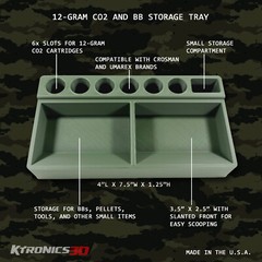 12-Gram C02 Cartridge Storage Tray for Airsoft Air Gun BB Pellet 3D Organizer