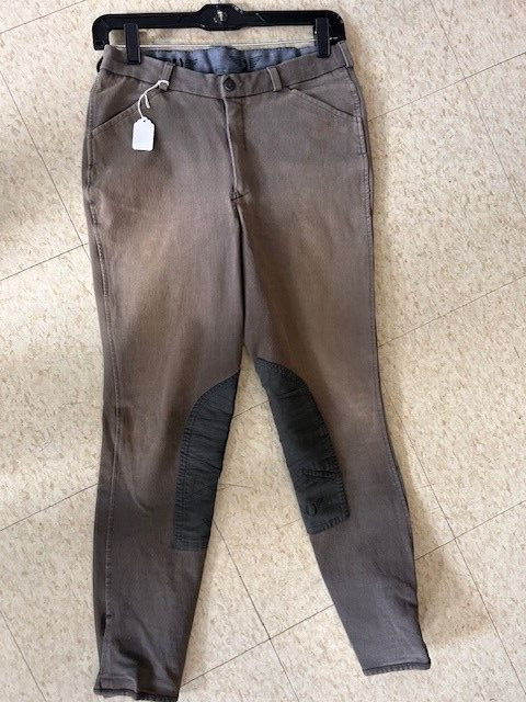 TuffRider Boy’s *BREECHES *Sz 30 Gray *VGC* Front Zip Cotton Blend