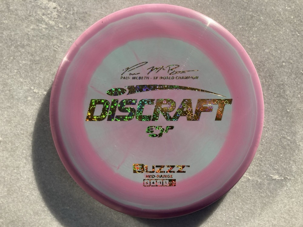 5X McBeth (OOP) ESP Buzzz-Swirly Purple & Green w Gold Holographic Hearts Foil