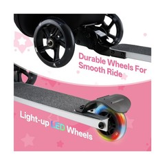 2-in-1 Kids Scooter Suitcase, 19in Large Capacity Ride-On Luggage with LED Li…