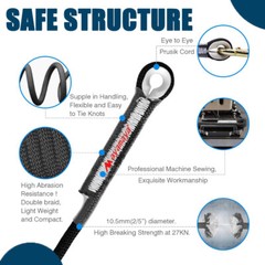 27KN Prusik Cord Pre-Sewn Loop Rescue Safety Rope for Rock Climbing Arborist