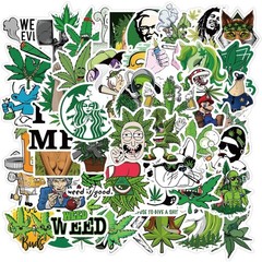 100pcs Weed Green Stickers, Vinyl Waterproof Stickers for Laptop