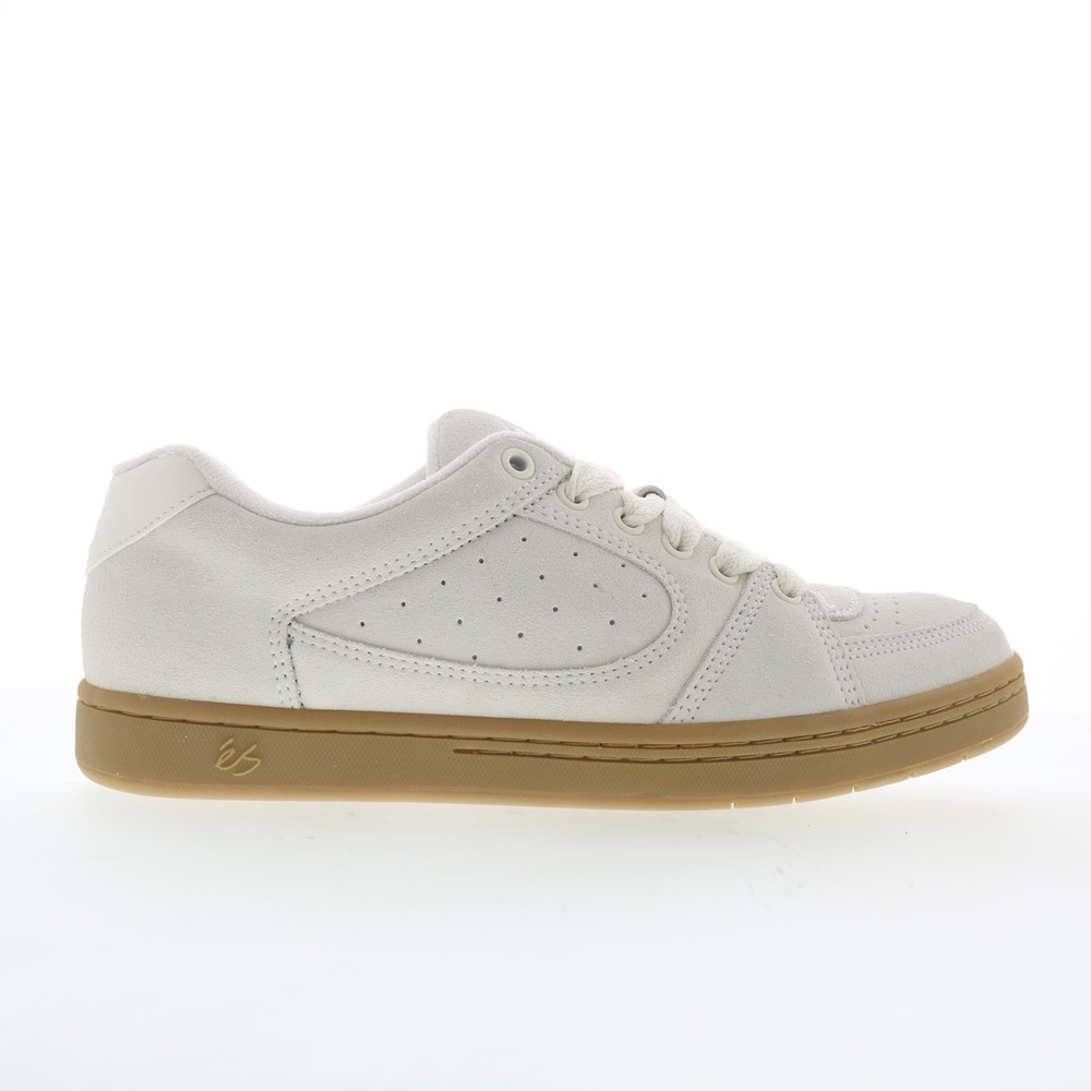 ES Accel 5101000215104 Mens White Suede Skate Inspired Sneakers Shoes