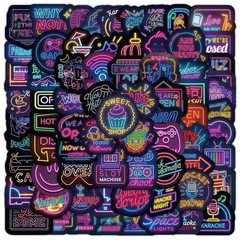 50Pcs Random Cool Neon Waterproof Vinyl Stickers For Water Bottle Laptop