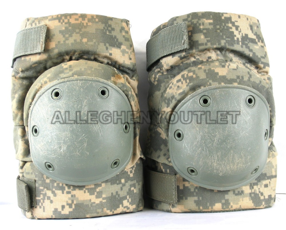 USGI Military Tactical Combat Knee Pads Pair, ACU Pattern, RFI Issue, Large VGC