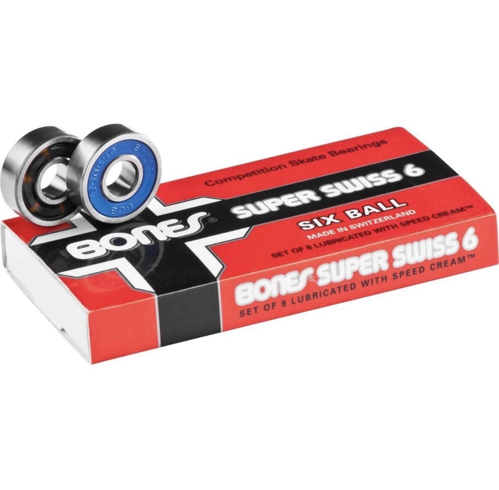 BONES SUPER SWISS 6 Skateboard Bearings 8-Pack 8mm Precision Size 608 (Std)