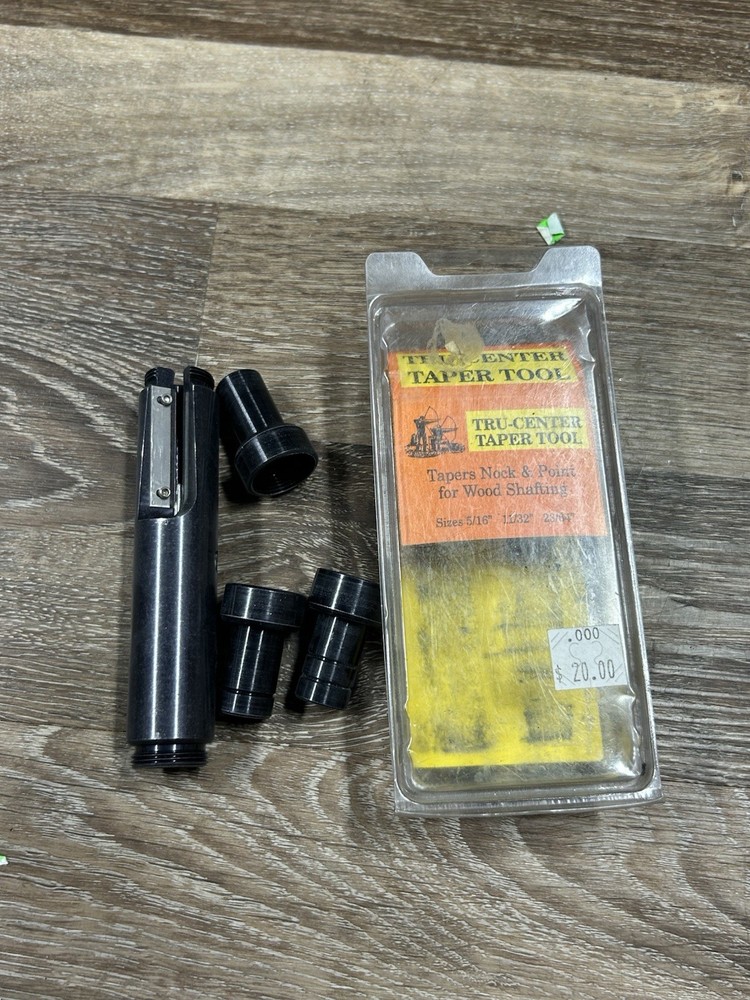 Tru-Center Taper Tool with 5/16”, 11/32”, 23/64” Guides For Wood Shafting