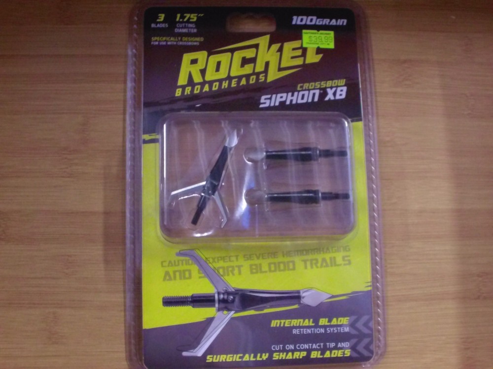 New Rocket Broadheads CROSSBOW SIPHON XB 100 GRAIN 3 BLADE 1.75 CUT