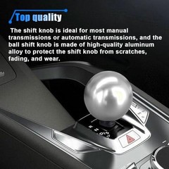 BDZMC Car Round Ball Gear Shift Knob, Aluminum Alloy Gear Shift Stick Silver